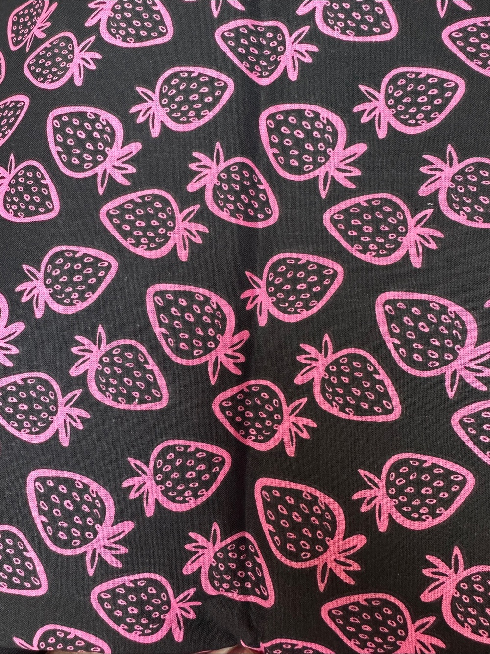 JOANN Quilter's Showcase "Pink Strawberries on Black" Fabric 1.5 Yards